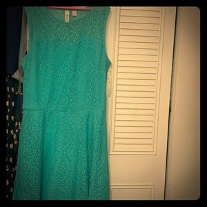 Teal laced midi dress